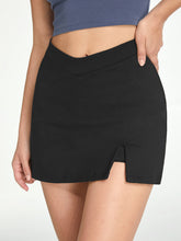 High Waisted V-Line Mini Skirt With Shorts Lining
