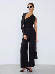 Asymmetrical One Mesh Sleeve Shirt