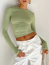 Semi-Sheer Long Sleeve Crop Top