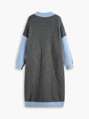 Oversized Colorblock Longline Cardigan