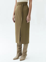 Tied Slit Midi Skirt