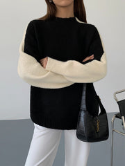 Casual Contrast Color Knit Sweater