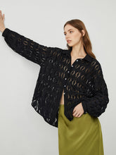Semi-Sheer Floral Lace Button Up Shirt