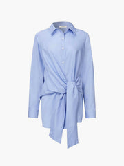 Semi-Sheer Button Down Tied Long Shirt