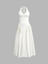 Semi-Sheer Halter Backless Low Cut Dress