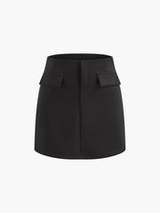 Slim Sleeveless Pockets Skirt Set