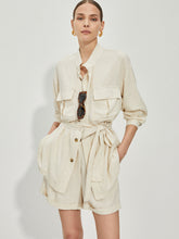 Casual Cotton & Linen Shorts Set With Belt