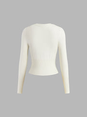 Crew Neck Long Sleeve Cardigan
