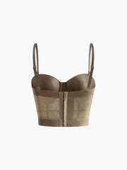 Semi-Sheer Mesh Corset With Metal Chain
