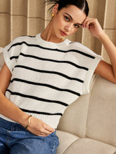Oversized Striped Cap Sleeve Sweater