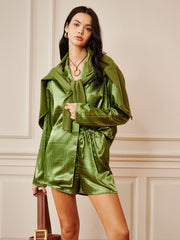Satin Drawstring Shorts Set