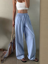 Pinstripe Drawstring Wide-Leg Pants
