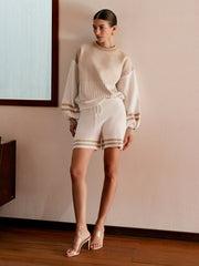 Striped Drawstring Sweater Co-ords