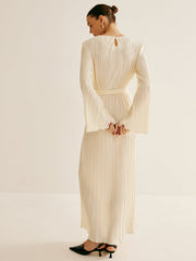 Minimalist Plisse Ruffle Belted Dress