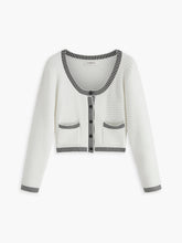 Contrast Trim Button Cardigan