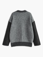 V-Neck Panel Pockets Knit Outerwear