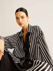 Color Block Pinstripe Lapel Pants Set