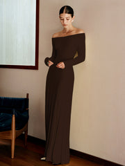Off Shoulder Pleated Sweater Dress