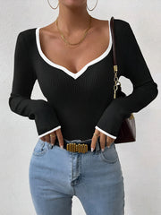 Contrast Trim Sexy Knit Top