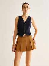 Denim Vest With Back Belt