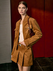 Suede Effect Zipper Jacket