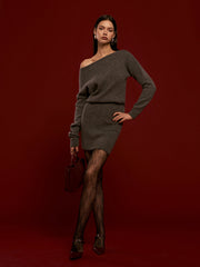 Wool-Blend Asymmetrical Sweater Dress