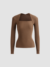 Bronzework Knitted Ribbed Pullover Sweater