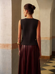 Metal-Detail Regular Fit Sweater Vest