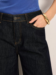 High-Waisted Wide-Leg Denim Pants