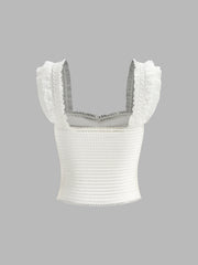 Ruffled Strap Buttoned Smocked Top