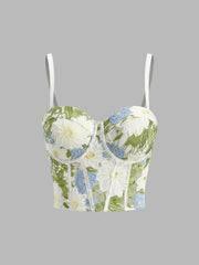 Floral Embroidered Sweetheart Corset