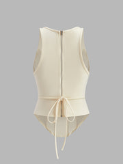 Sleeveless Tied Back Zipper Top