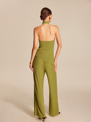 Halter Neck Backless Pants Set