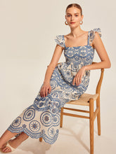 Semi-Sheer Boho Floral Back Cutout Dress