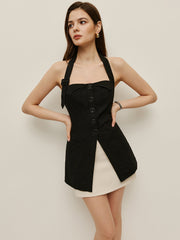 Halter Neck Button-Up Top