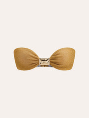 Metallic Bow Bandeau Bikini Top