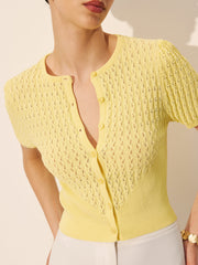 Hollow Knit Buttoned Top