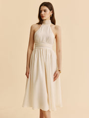 Tie-Back Halter A-Line Dress
