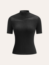 Semi-Sheer Ribbed Knit Top