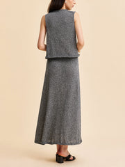 Mid Waist Knit Sweater Skirt