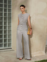 Striped Metal Round-Neck Shirt With Belt