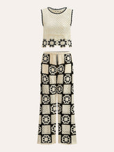 Crochet Floral Top With Pant Set