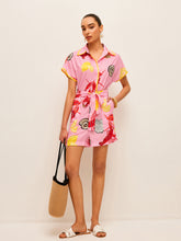 Fruit & Shell Print Tie-Waist Jumpsuit