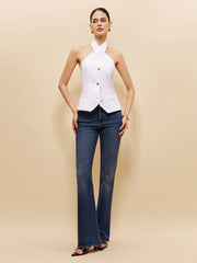 Linen & Cotton Cross Halter Top