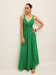 Cotton & Linen Back Tie Detail Dress