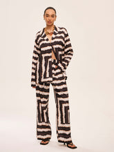 Geometric Color-Block Pants Set With Pockets