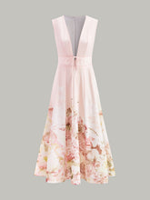 V-Neck Floral Tie Waist Dress
