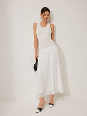 Semi-Sheer Knit Sleeveless Dress