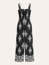 Smocked Floral Print Jumpsuit