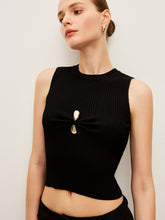 Ribbed Knit Vest With Metal Detail
